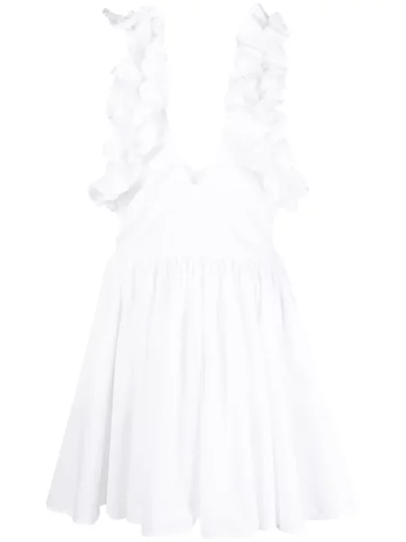Sukienka Msgm z falbankami dzwony garniturowa biała