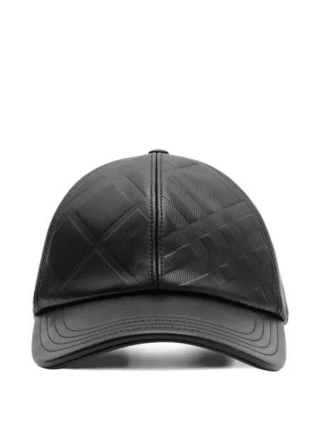 Șapcă Burberry din piele în carouri negru