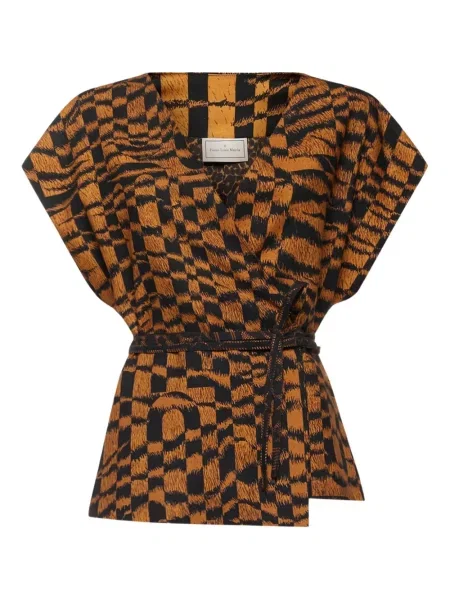 Top Pierre Louis Mascia z nadrukiem kopertowy brązowy