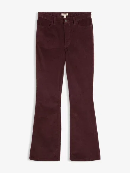 Spodnie sztruksowe z mieszanki bawełny o kroju bootcut fioletowe