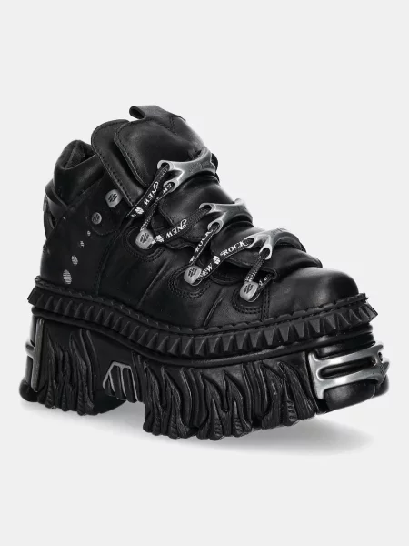 New Rock sneakers din piele negru