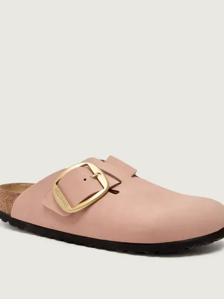 Papuci tip mules Birkenstock cu cataramă roz
