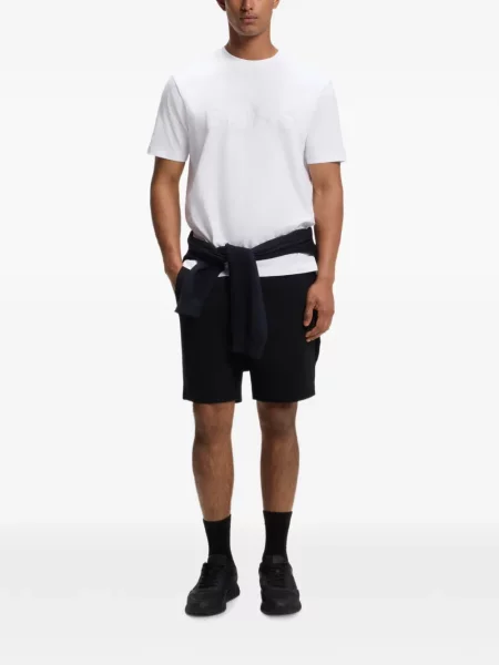 Tricou Boss stretch cu autograf alb