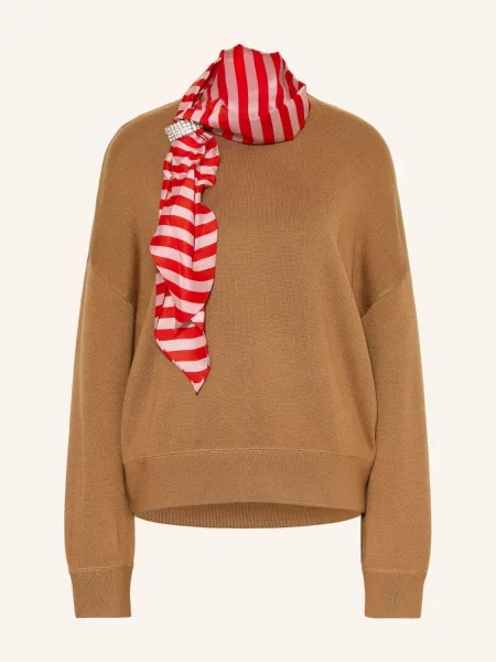 Essentiel Antwerp Svetr Kurtis S Ozdobnými Kamínky koňaková / světle růžová červená