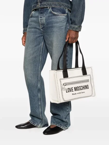 Шопинг чанта Love Moschino с принт бяло