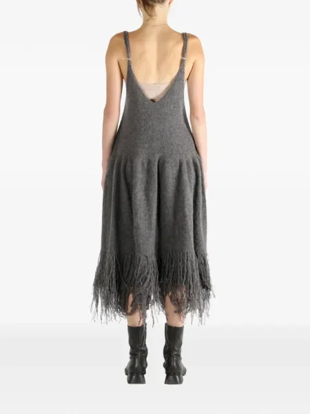 Rochie Yangkehan cu franjuri de costum gri