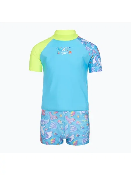 Мъжки двукомпонентен бански костюм Speedo Learn To Swim Digital Rash Top Set turkish sea синьо