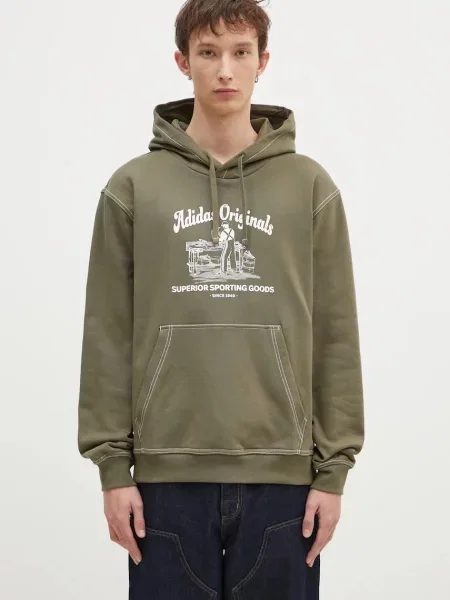 Dukserica adidas Originals Wabash za muškarce s kapuljačom s tiskom zelena