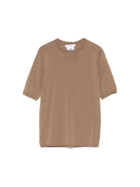 Sweter Max Mara z okrągłym dekoltem brązowy
