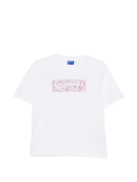 Tricou Karl Lagerfeld Jeans cu model floral cu imagine alb