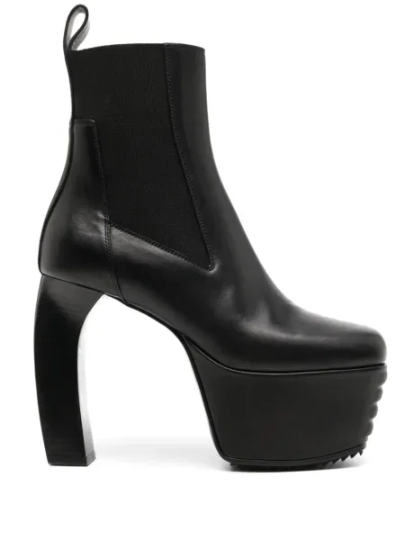 Botine Rick Owens din piele cu platformă negru