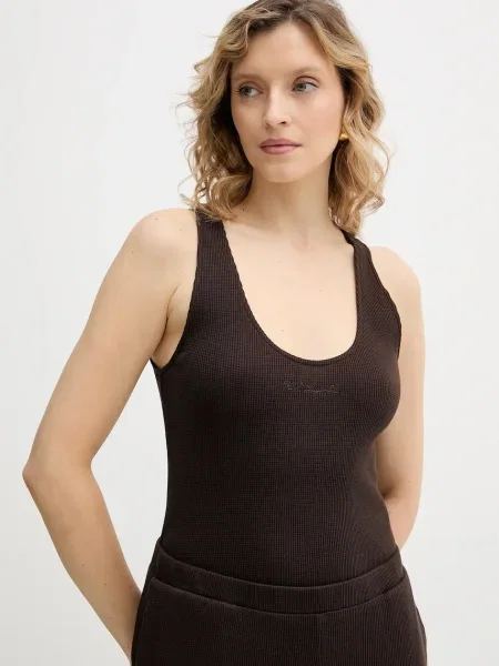 Bombažen top Karl Lagerfeld HOTEL KARL rjava