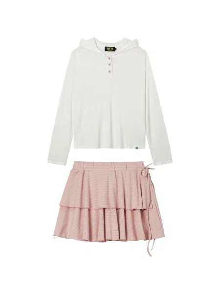 Fusta mini Mini Cream cu dungi alb