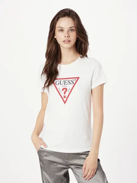 GUESS Tricou roșu / negru alb