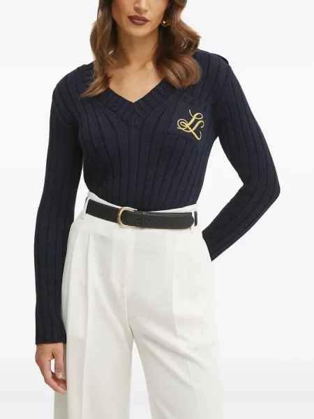 Pulover Luisa Spagnoli cu decolteu în V albastru