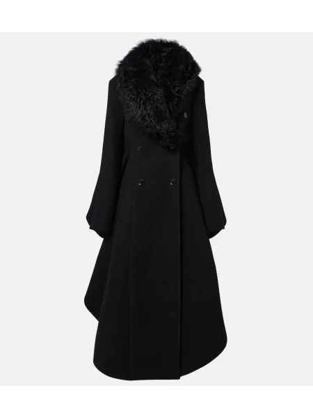 Haină din piele de oaie Alaïa de lână negru