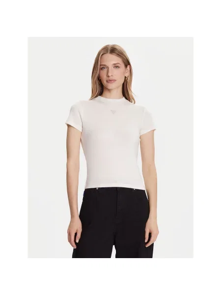 Guess T-Shirt Εκρού Slim Fit