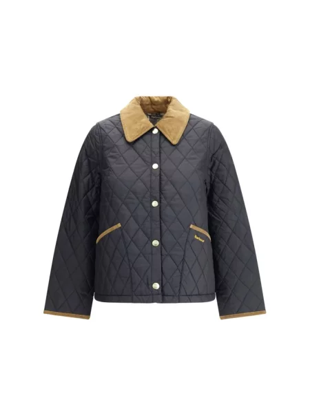 Barbour Kurtki Kobieta M Pikowana kurtka z ikonami i podszewką w szkocką kratę czarny