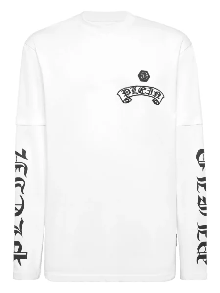 Tricou Philipp Plein cu imagine lung alb