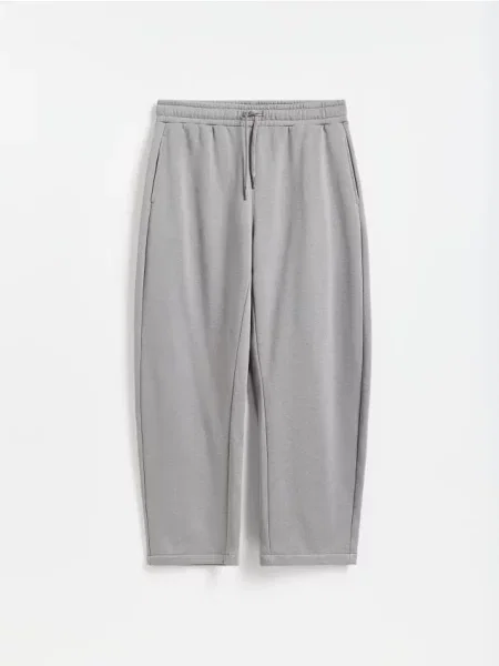 Reserved Pantaloni barrel cu cordon de legat deschis gri