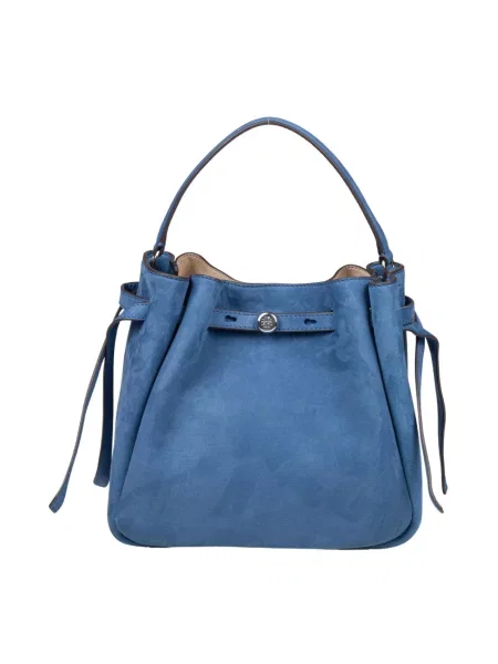 Torebka Tory Burch skórzana z nitami niebieska