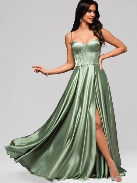 Rochie de seară Edoti de costum verde