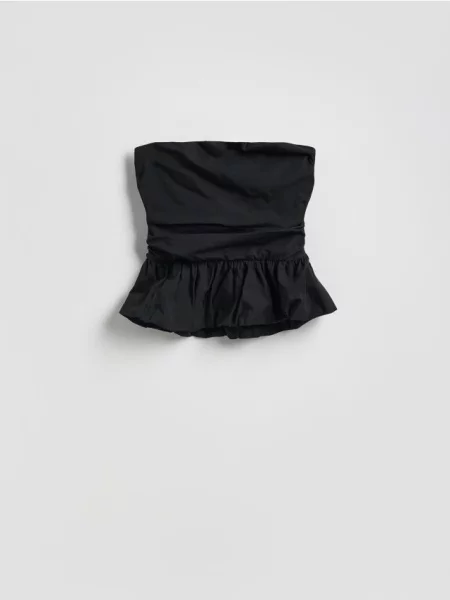 Reserved Топ із баскою чорний