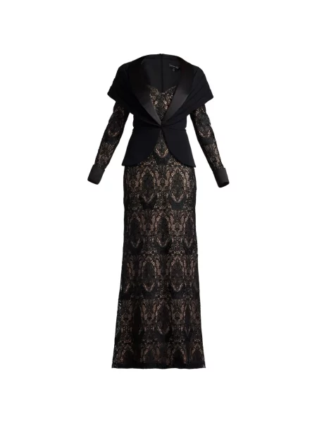 Rochie Tadashi Shoji din dantelă cu rever negru