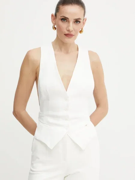Elisabetta Franchi vestă de in un singur rand de alb