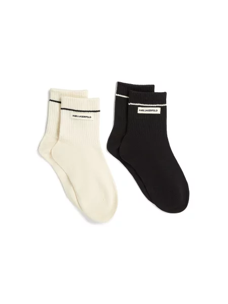 Karl Lagerfeld Ponožky Rippensocken mit Logo – krémová