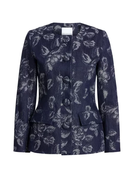 Sacou Markarian cu model floral cu imagine albastru