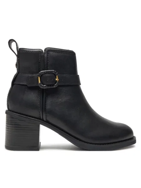 Buty do kostki Clarks skórzane na koturnie czarne