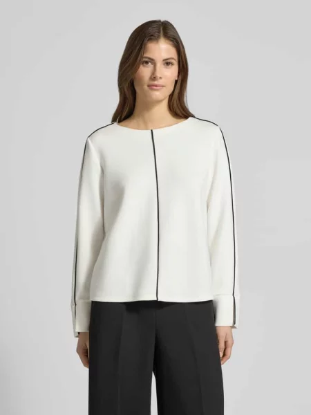 Bluza dresowa w kroju regular fit z kontrastowymi przeszyciami S.oliver Black Label biała