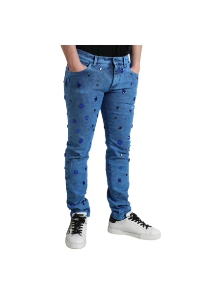 Skinny jeansy skinny Dolce And Gabbana niebieskie