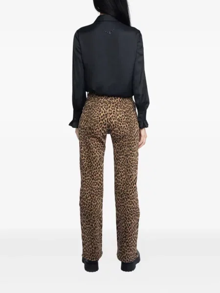 Pantaloni Zadig&voltaire cu talie înaltă cu imagine cu model leopard