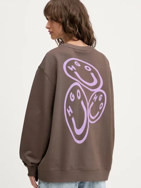 Hugo Blue hanorac de maro cu imprimeu albastru