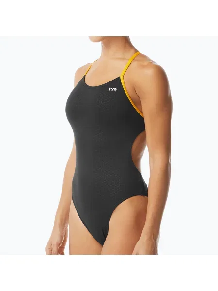 Costum de baie dintr-o bucată pentru femei TYR Hexa Cutoutfit black/gold negru