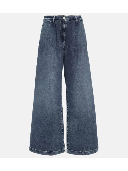Široke kavbojke Ag Jeans z visokim pasom modra