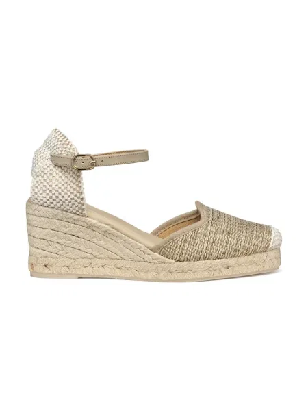 Espadrilky Geox D GELSA LOW na klínku béžová
