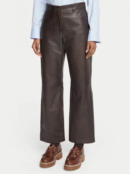 Pantaloni Weekend Max Mara din piele maro
