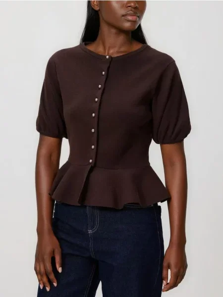 Reserved Кардиган з баскою коричневий