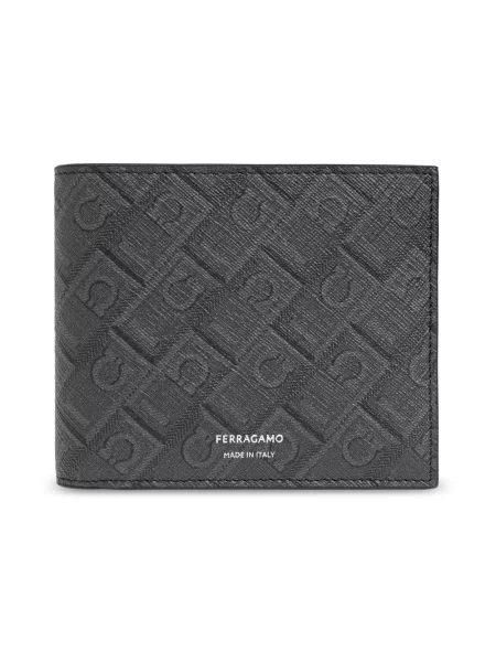 Portfel Ferragamo skórzany szary