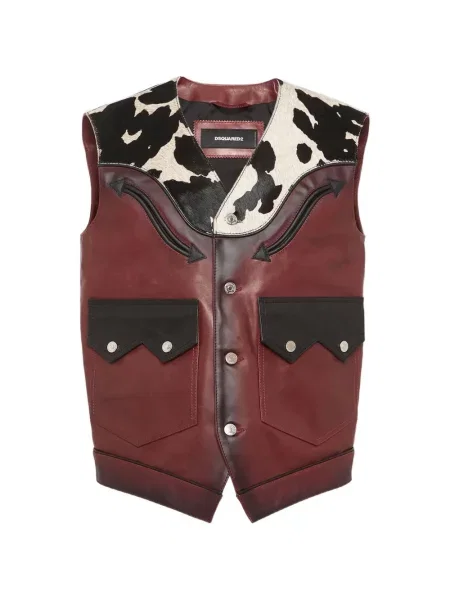 Vestă Dsquared2 din piele cu imagine roșu