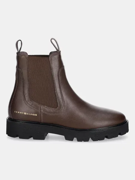 Tommy Hilfiger De piele ghete chelsea CHELSEA maro