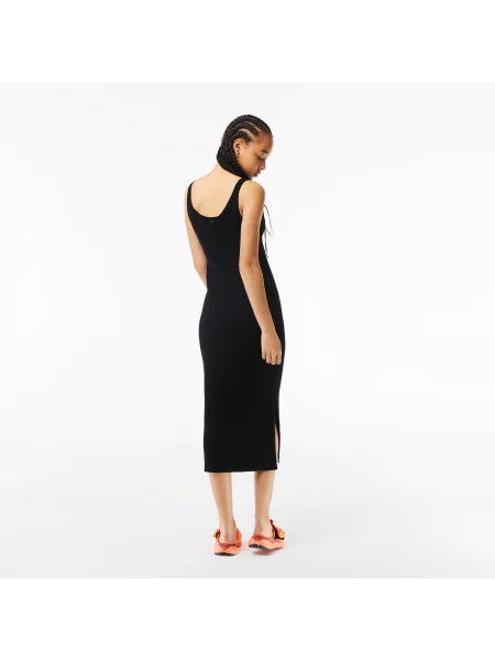 Lacoste Sukienka Bez Rękawów Z Dzianiny Midi Lacoste czarna