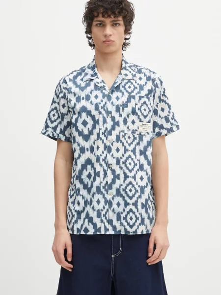 Риза Barbour Homelane Printed S/S Relaxed Fit Shirt със свободна кройка тъмносиньо