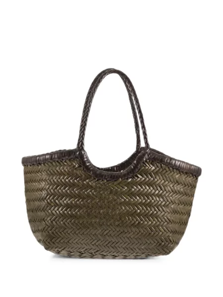 Geantă shopper Dragon din piele verde