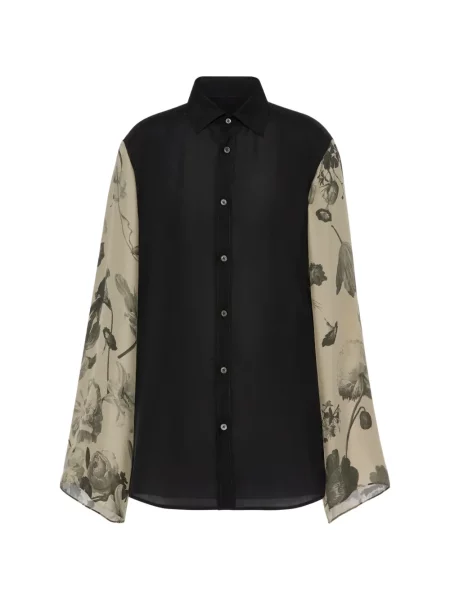 Cămașă Maison Margiela cu model floral negru
