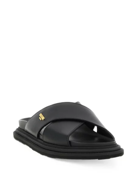 Sandale Moschino cu bretele cu autograf negru