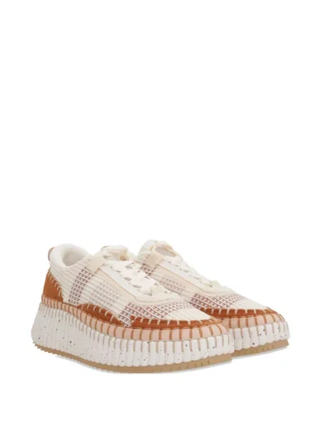Sneakers Chloé Nama με κορδόνια με δαντέλα καφέ